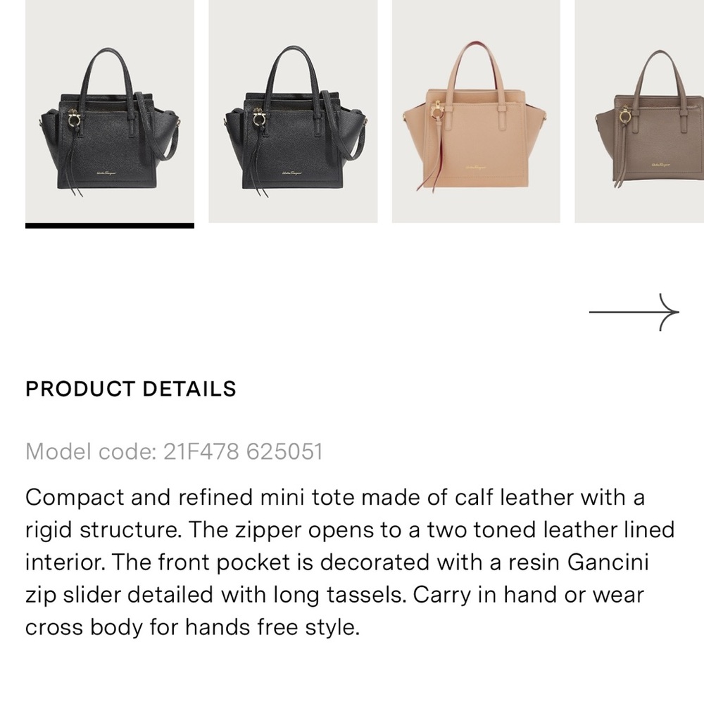 **SOLD** Salvatore Ferragamo Too Handle Tote (small) - Picture 5 of 11